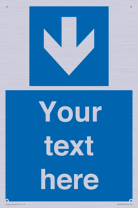 Custom Mandatory directional sign, blue arrow down